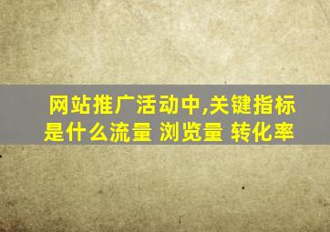 网站推广活动中,关键指标是什么流量 浏览量 转化率